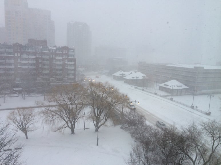 The Charles River in the snow